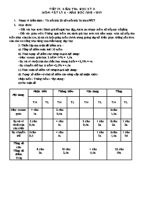 Giáo án Vật lý Lớp 6 - Tiết 37 Kiểm tra học kỳ II - Năm học 2018-2019 - Trường THCS Đình Xuyên